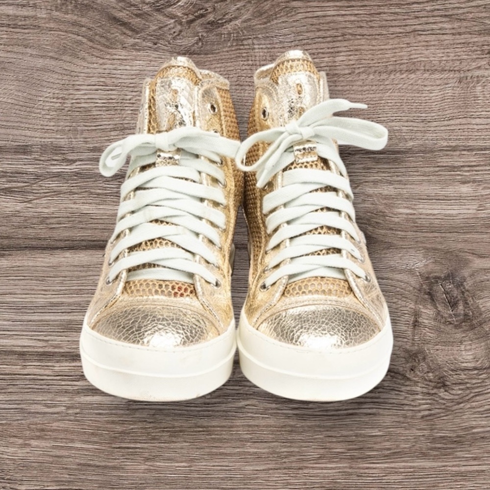 ucoline Gold Metallic Platform High Top Sneakers Italy Y2K sz38